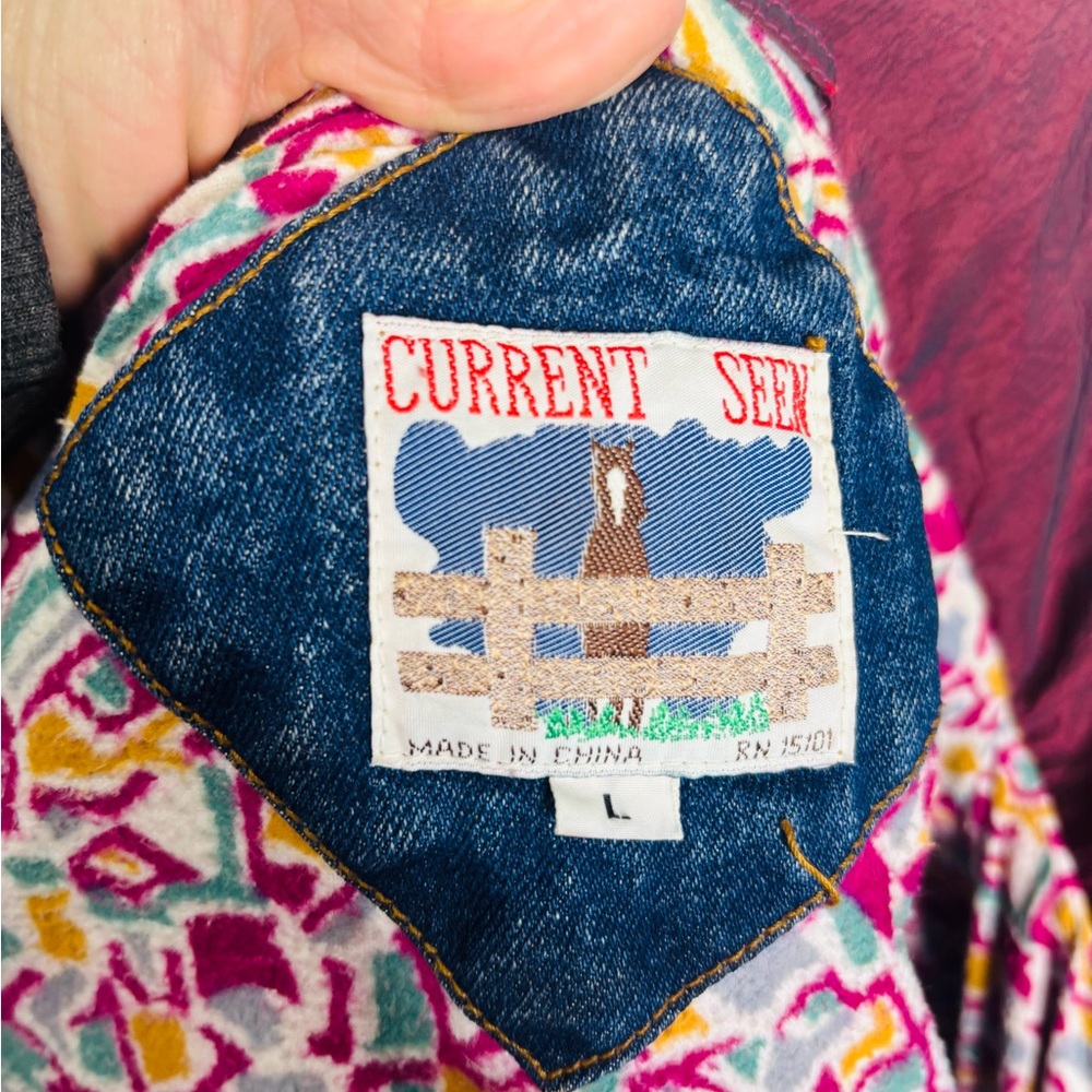 Vintage 80s Current  Seen brand acid wash denim patchwork jacket - Picture 10 of 10
